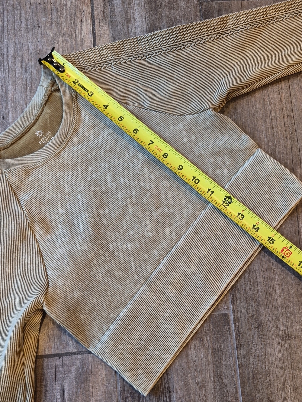 XS/S Offline Aerie Mustard Tan Ribbed Braided Detail Long Sleeve Top & Leggings - Picture 6 of 16
